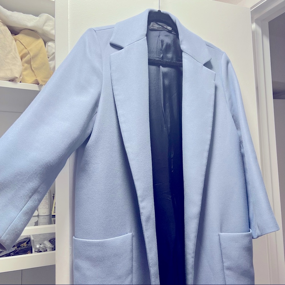 Zara Simple Oversized Coat in Blue - Picture 2 of 6